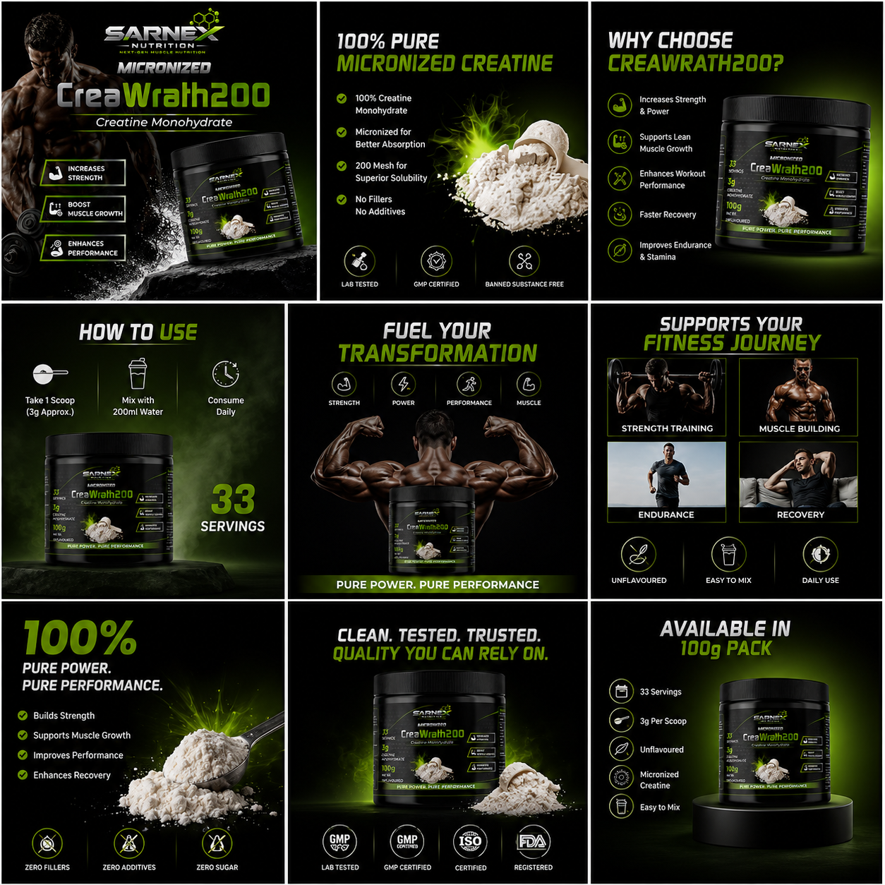 Customer WhatsApp review for SARNEX Creatine